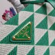 Prada Symbole Small Bag in Green and White Jacquard Fabric