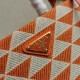 Prada Symbole Large Bag in Orange and White Jacquard Fabric