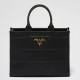 Prada Symbole Medium Bag with Topstitching in Black Leather