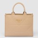 Prada Symbole Small Bag with Topstitching in Beige Leather