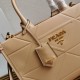 Prada Symbole Small Bag with Topstitching in Beige Leather