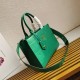 Prada Symbole Small Bag with Topstitching in Green Leather