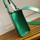 Prada Symbole Small Bag with Topstitching in Green Leather