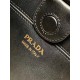 Prada Shoulder Bag in Woven Straw and Black Leather