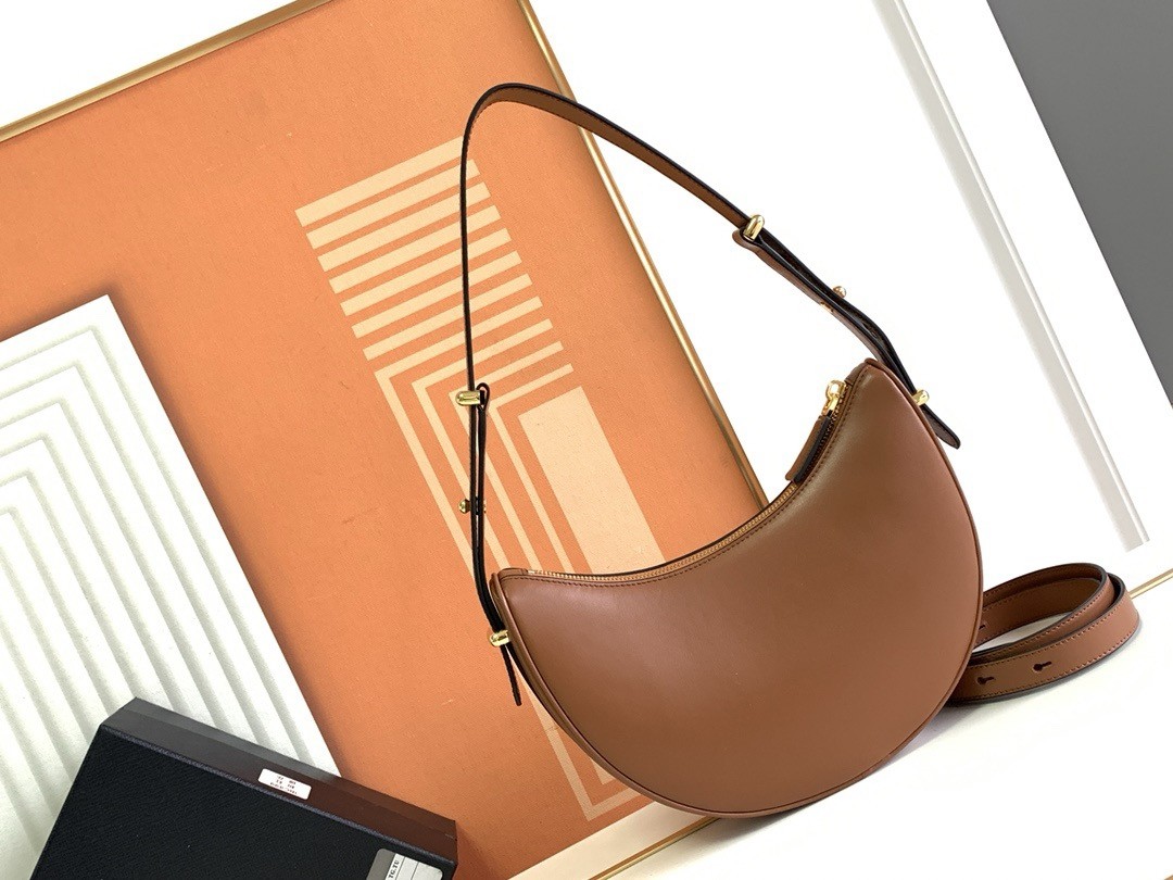 Prada Arque Shoulder Bag in Brown Leather