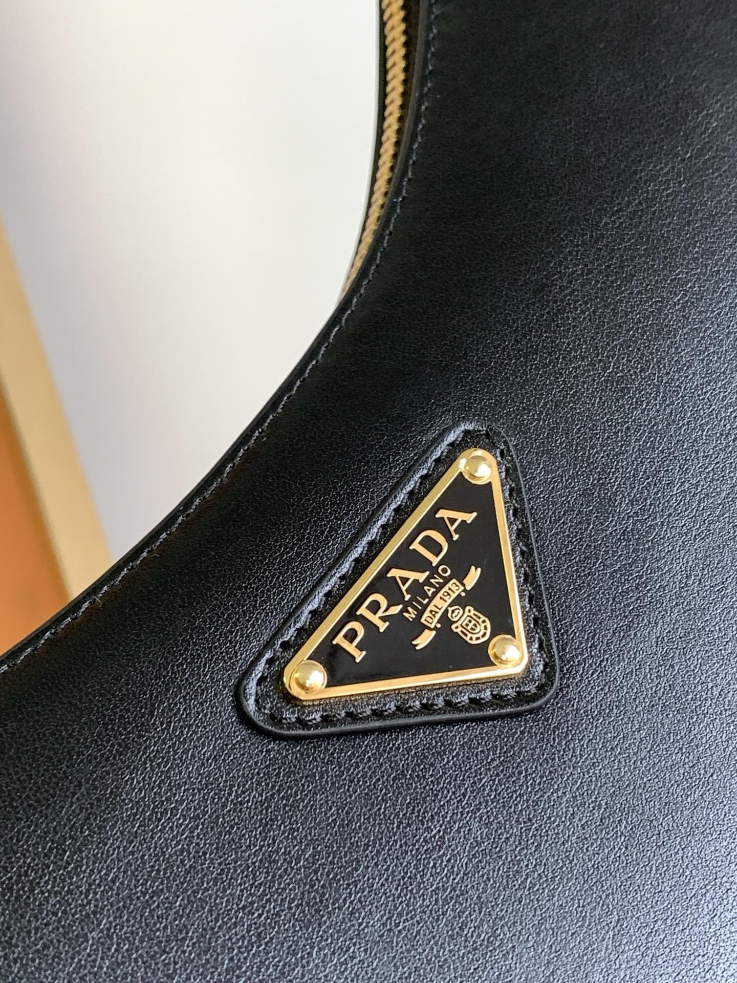 Prada Arque Shoulder Bag in Black Leather