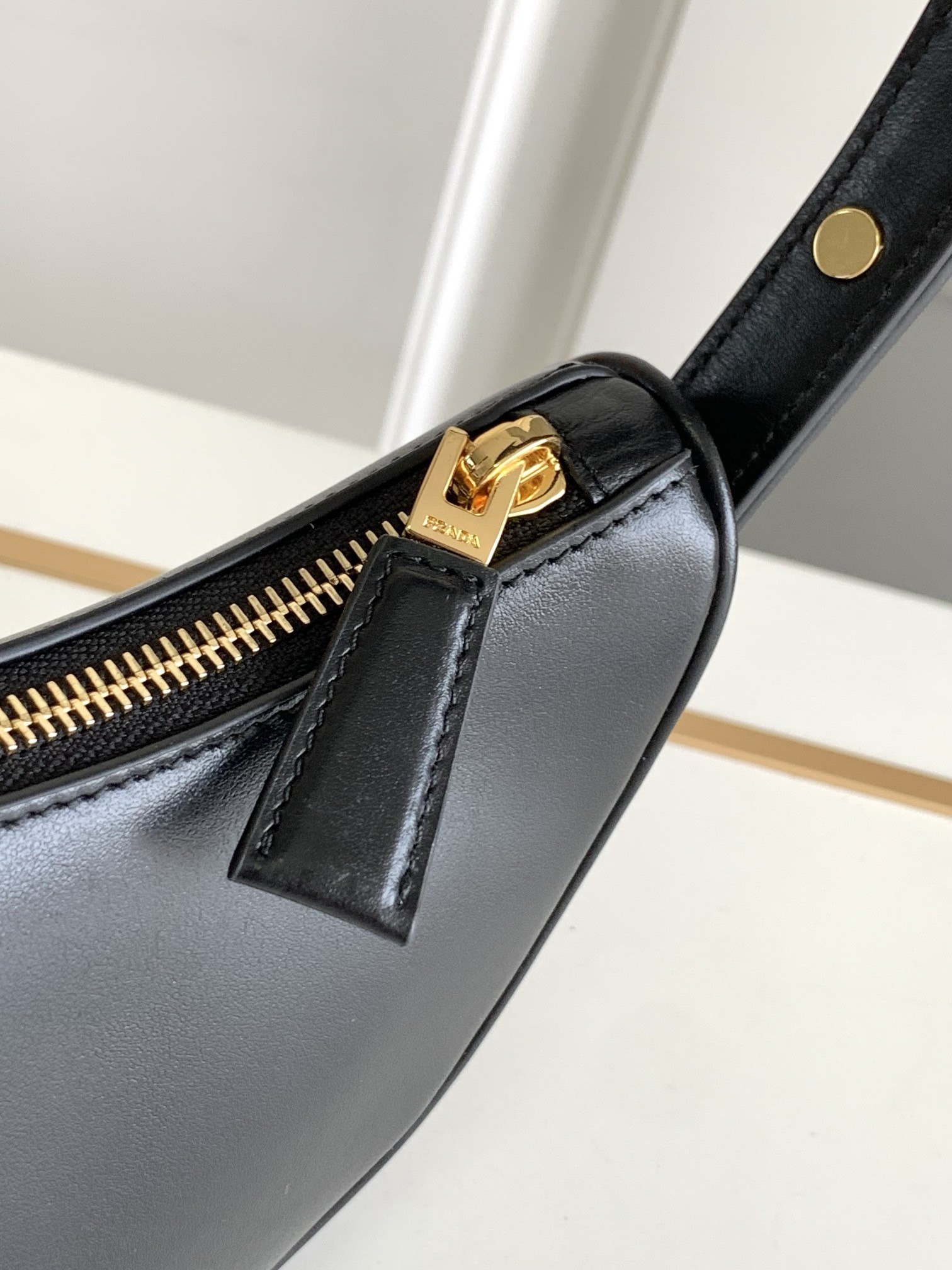 Prada Arque Mini Shoulder Bag in Black Leather