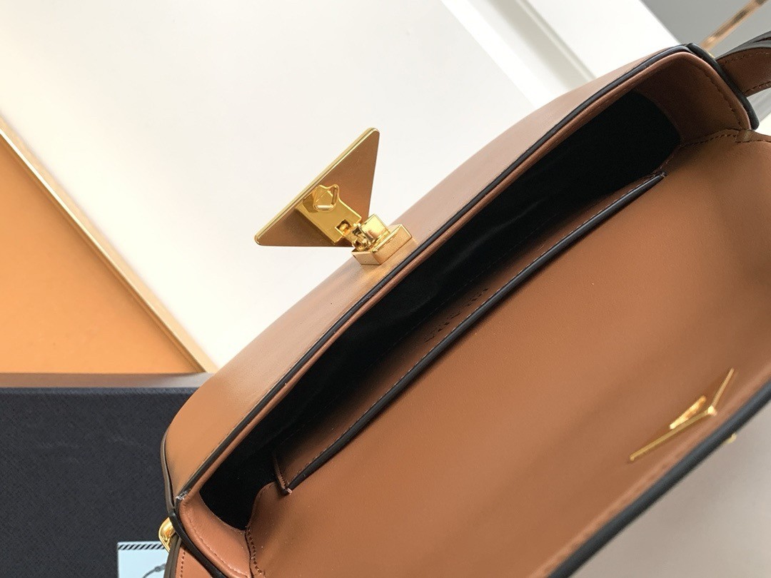 Prada Shoulder Bag in Cognac Smooth Calfskin