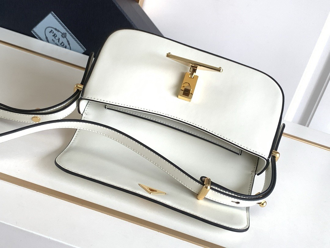 Prada Shoulder Bag in White Smooth Calfskin