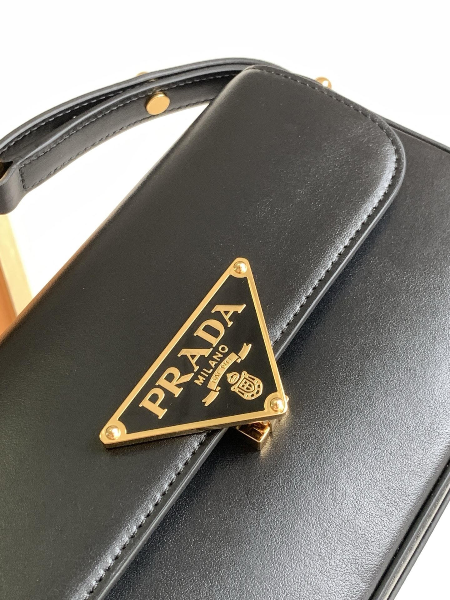 Prada Shoulder Bag in Black Smooth Calfskin