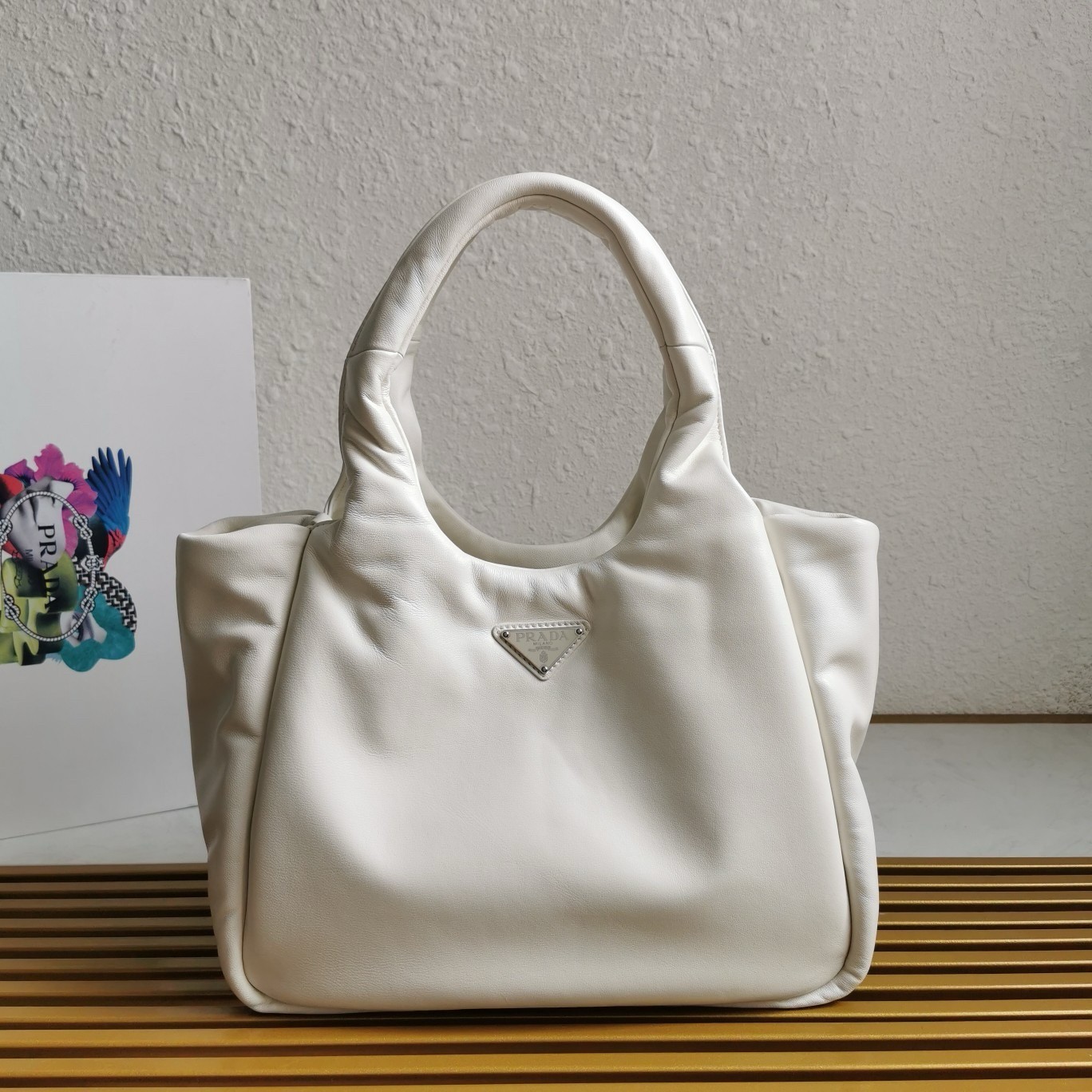 Prada Medium Tote Bag in White Nappa Leather