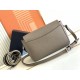 Prada Flap Shoulder Bag in Grey Grained Leather