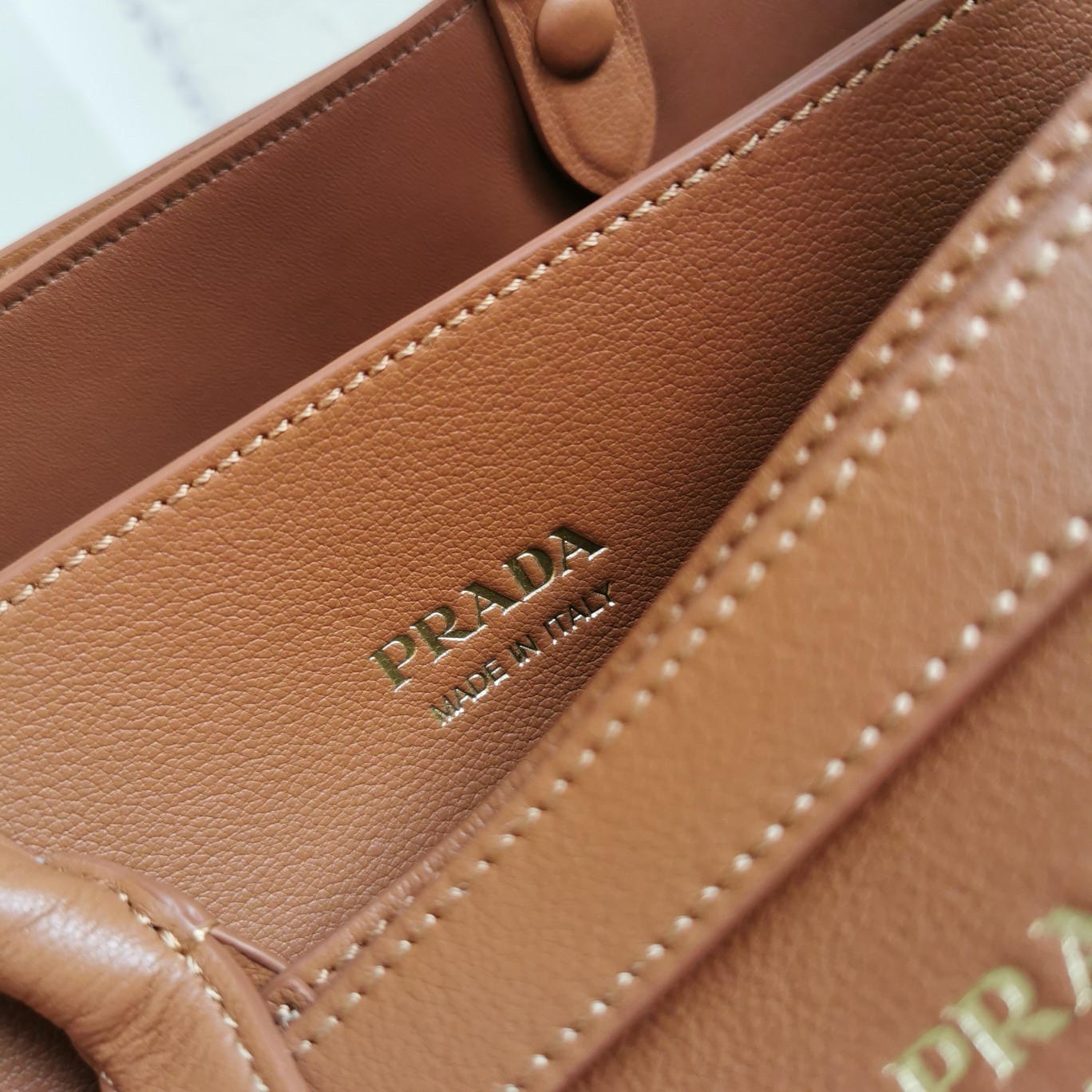 Prada Buckle Medium Bag with Double Belt in Brown Leather