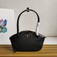 Prada Shoulder Bag with Double Zipper in Black Calfskin