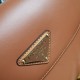 Prada Arque Shoulder Bag with Flap in Brown Leather