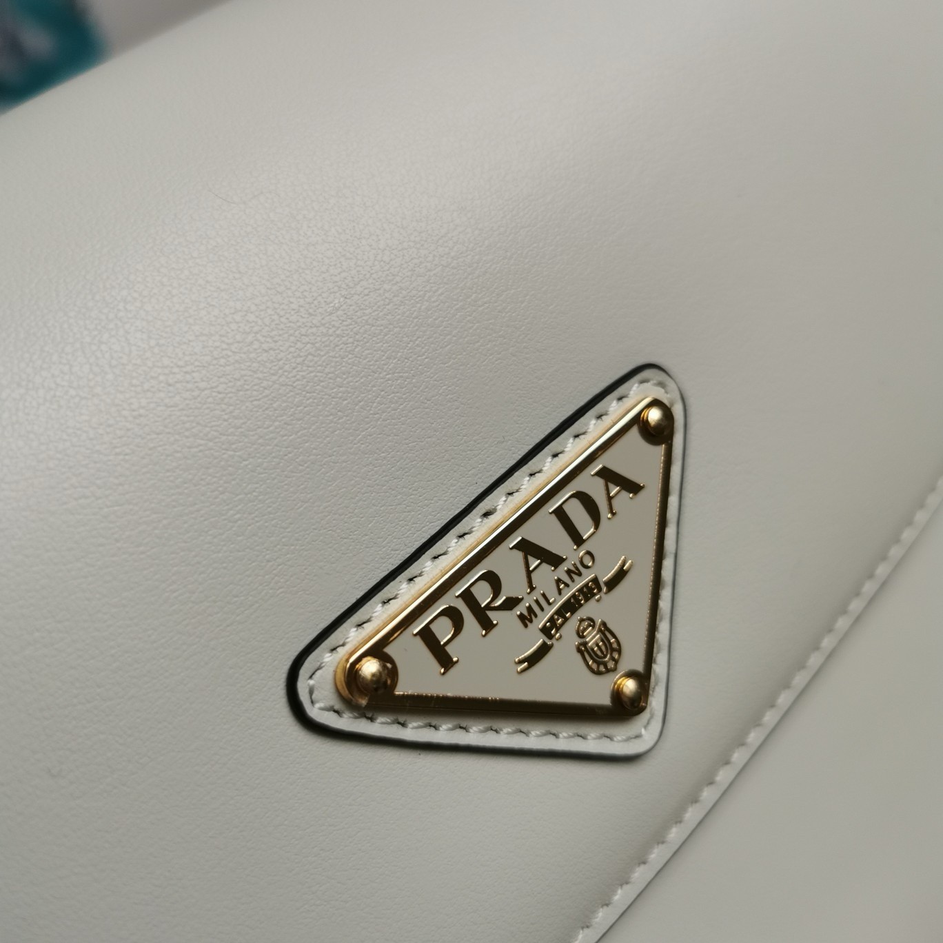 Prada Arque Shoulder Bag with Flap in White Leather