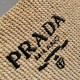 Prada Large Crochet Tote Bag in Beige Raffia-effect Yarn