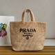 Prada Large Crochet Tote Bag in Beige Raffia-effect Yarn