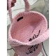 Prada Small Crochet Tote Bag in Pink Raffia-effect Yarn