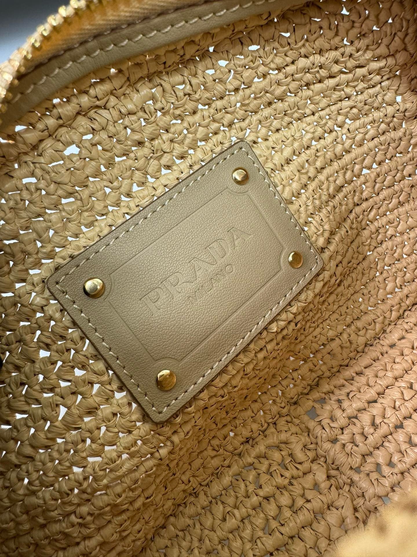 Prada Crochet Shoulder Bag in Natural Raffia-effect Yarn