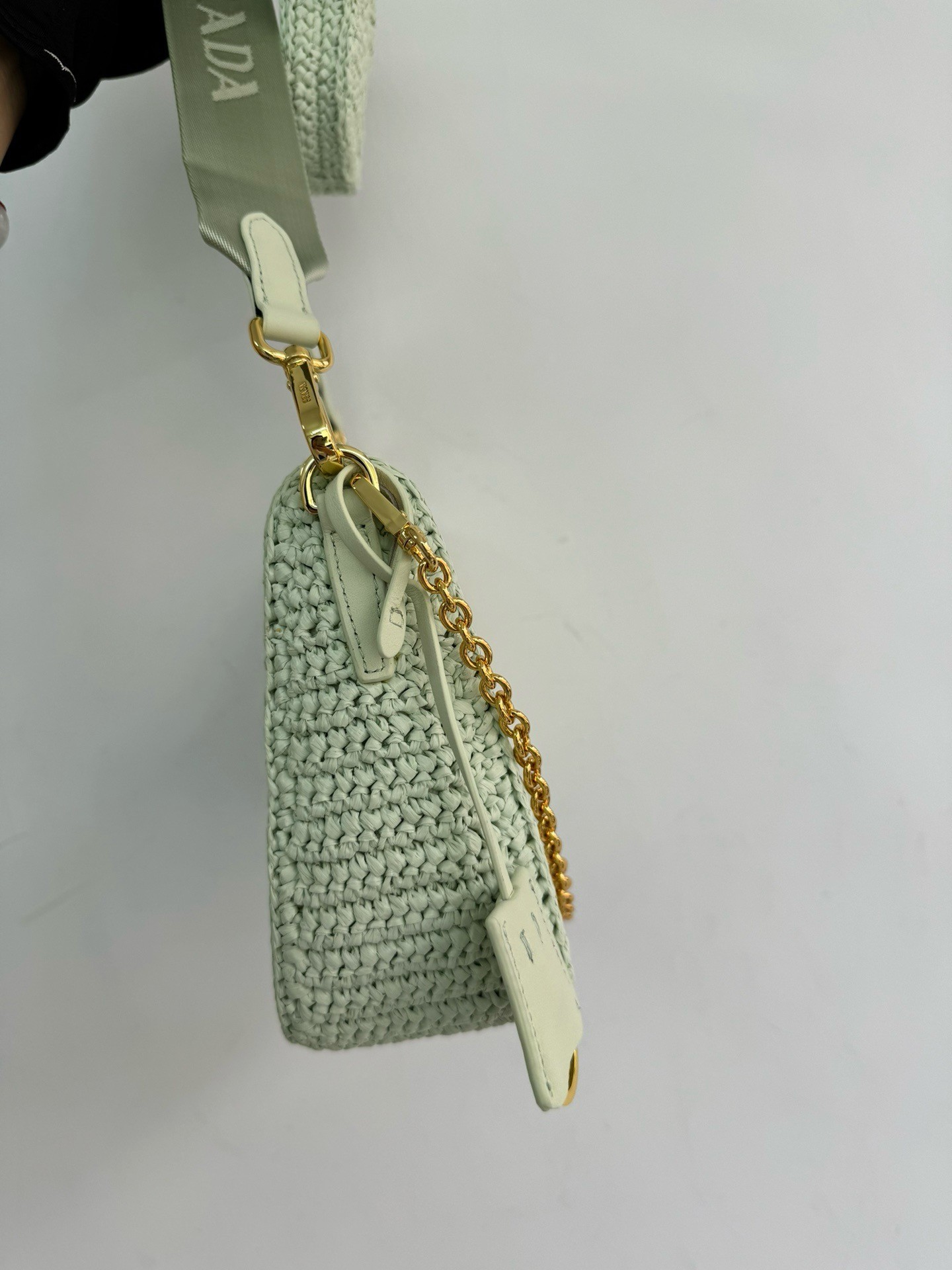 Prada Re-Edition 2005 Crochet Bag in Aqua Raffia