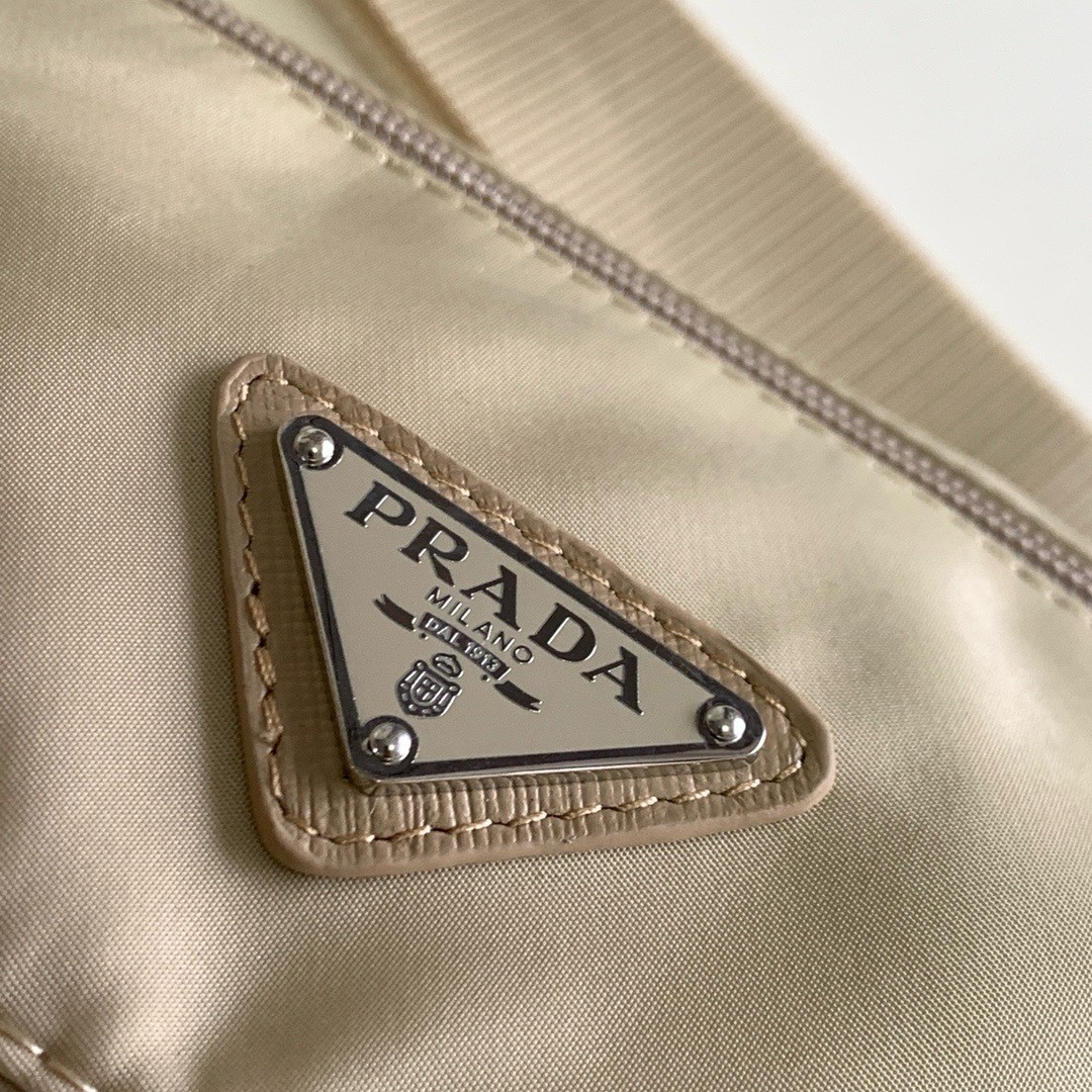 Prada Shoulder Bag with Flap in Beige Re-Nylon