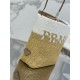 Prada Crochet Small Tote Bag in Beige/White Raffia-effect Yarn