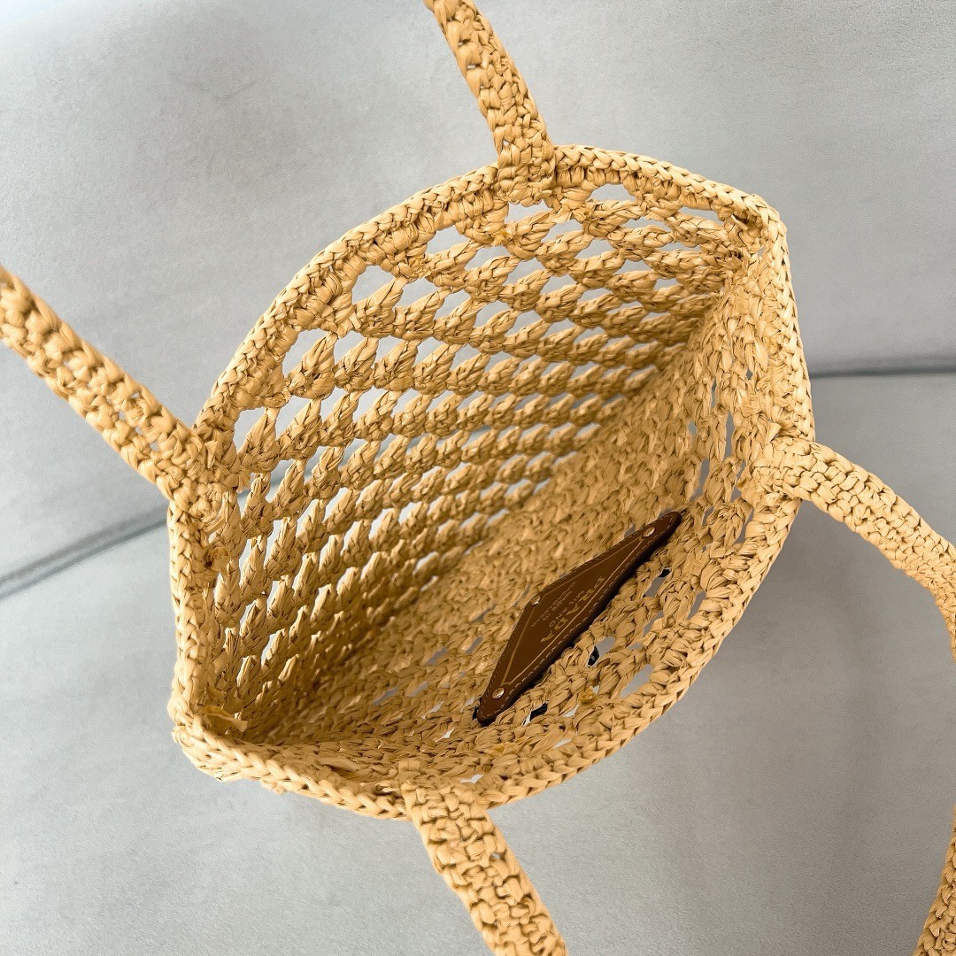 Prada Crochet Tote Bag in Beige Raffia-effect Yarn