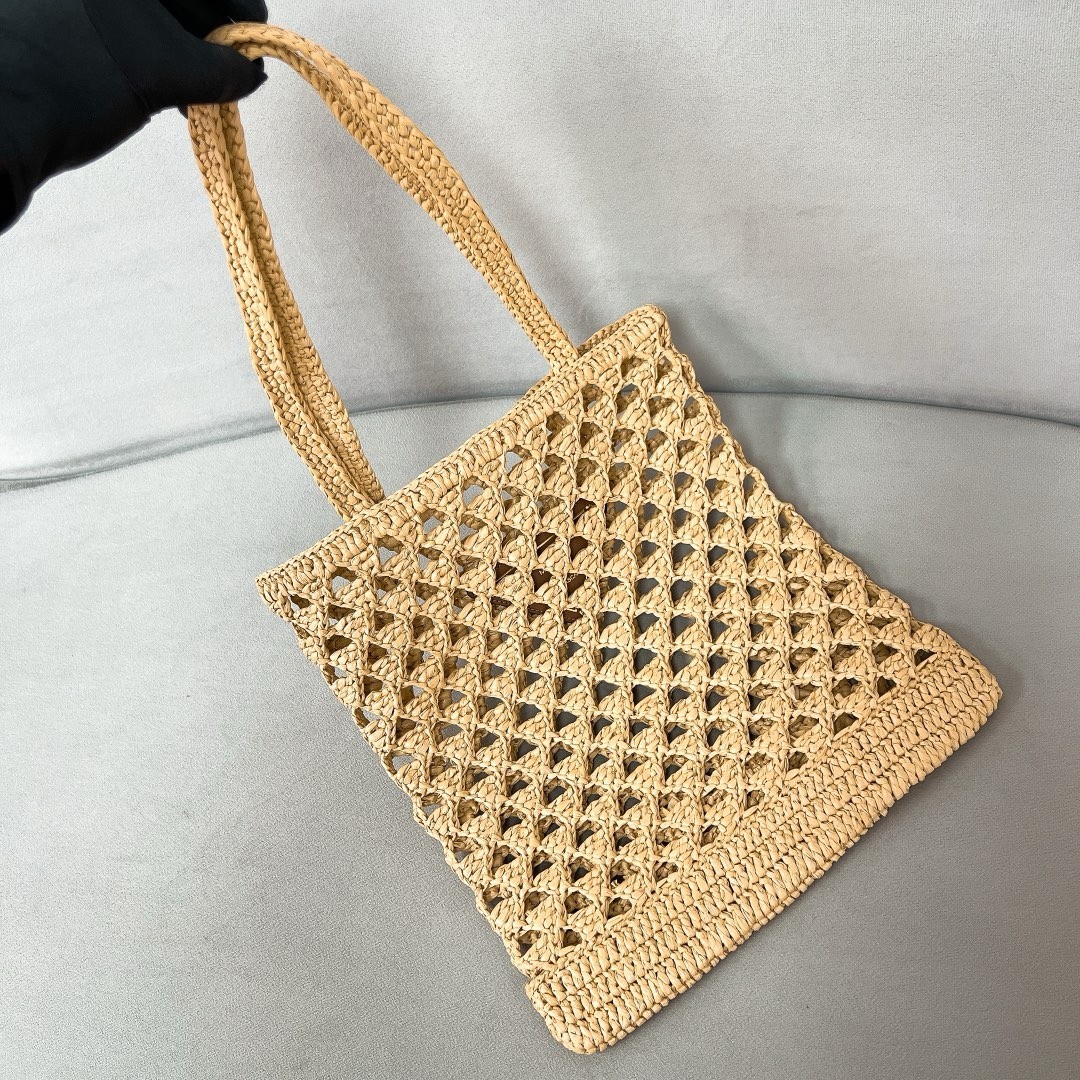 Prada Crochet Tote Bag in Beige Raffia-effect Yarn