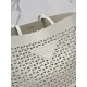 Prada Large Tote Bag in White Perforated Leather