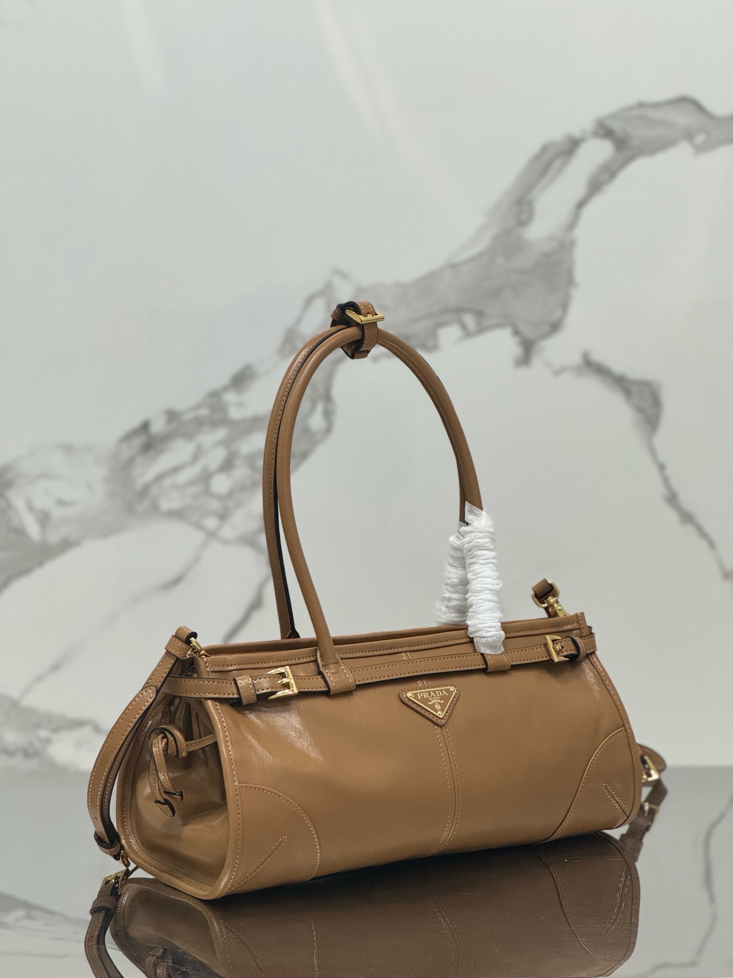 Prada Medium Tote Bag in Brown Soft Leather