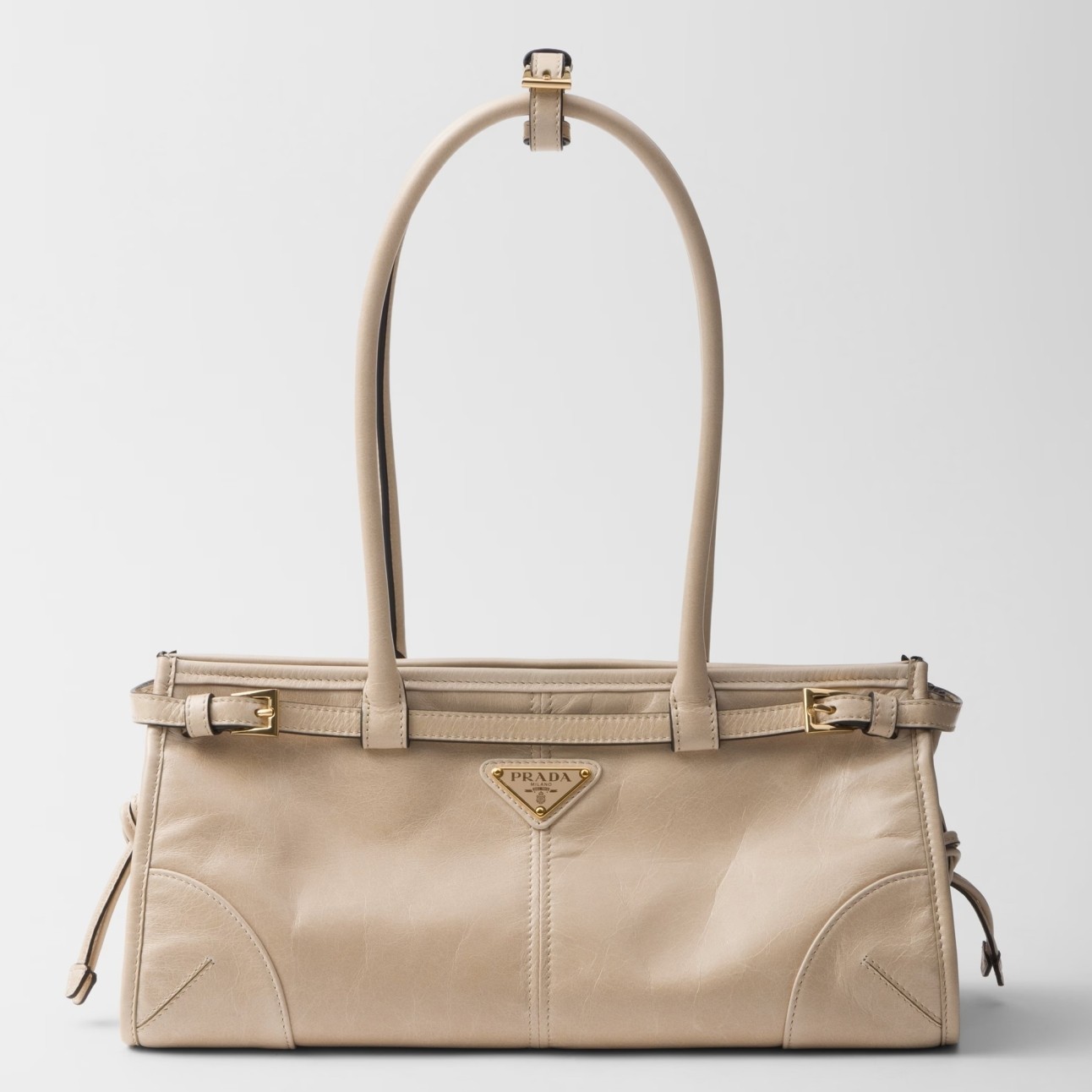 Prada Medium Tote Bag in Beige Soft Leather