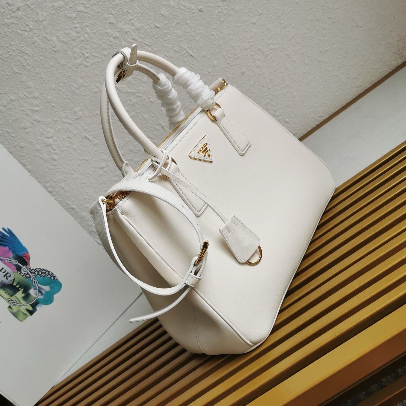 Prada Galleria Large Tote Bag in White Calfskin