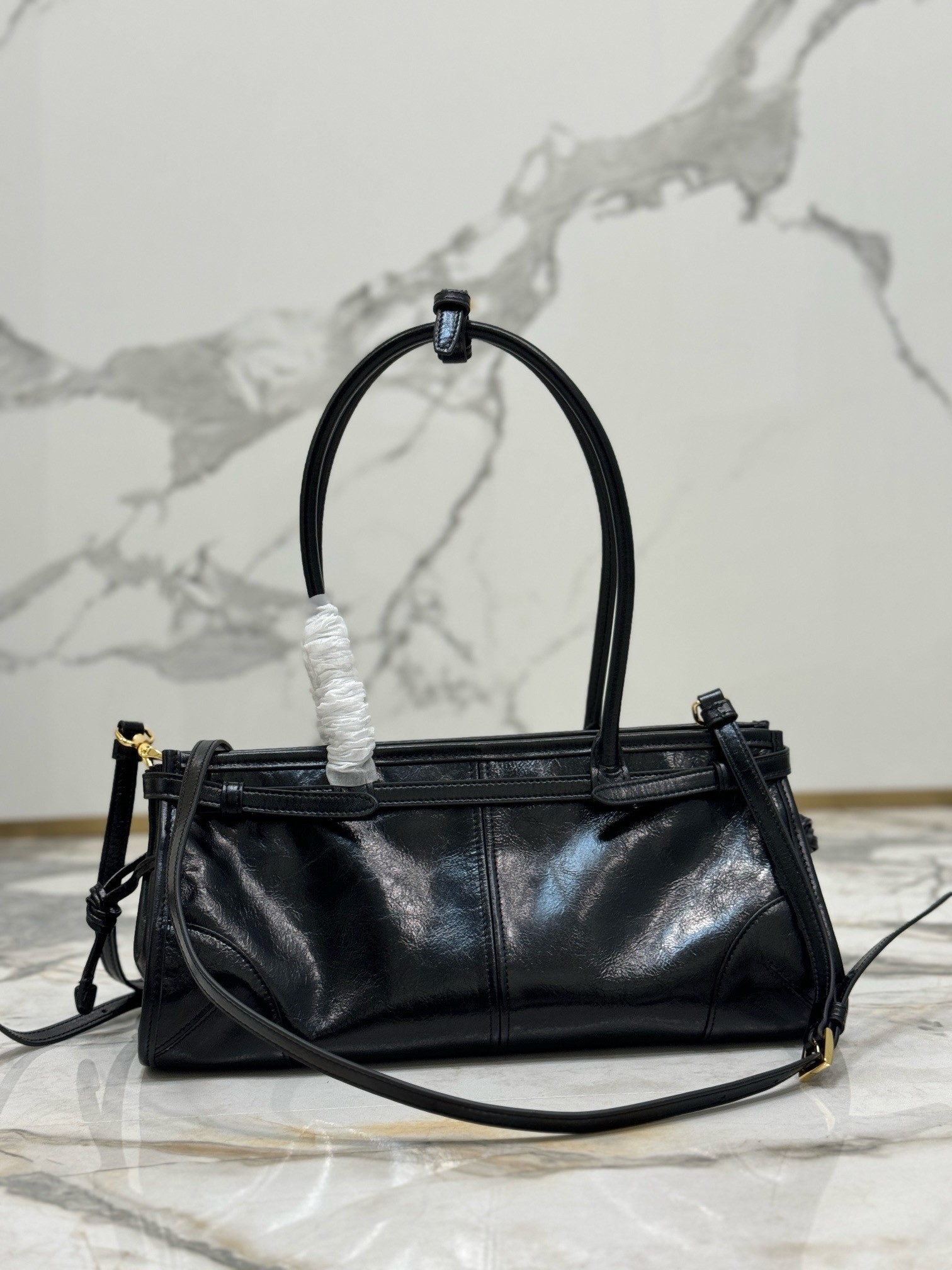 Prada Medium Tote Bag in Black Soft Leather