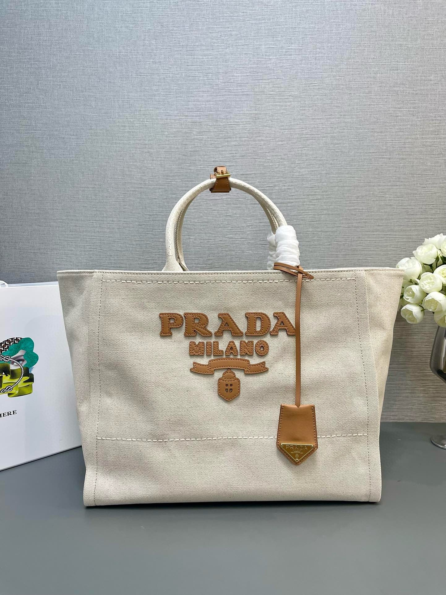 Prada Large Blend Tote Bag in Linen