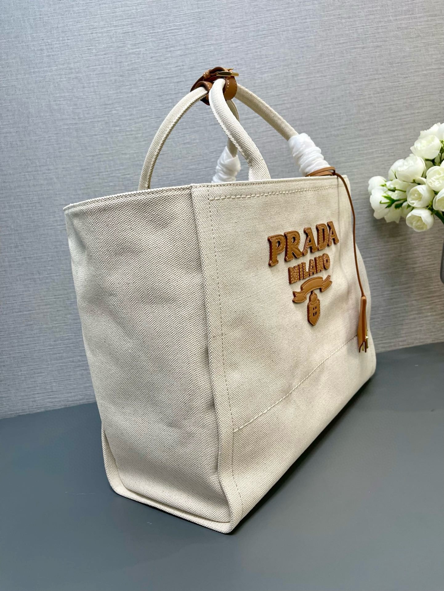 Prada Large Blend Tote Bag in Linen