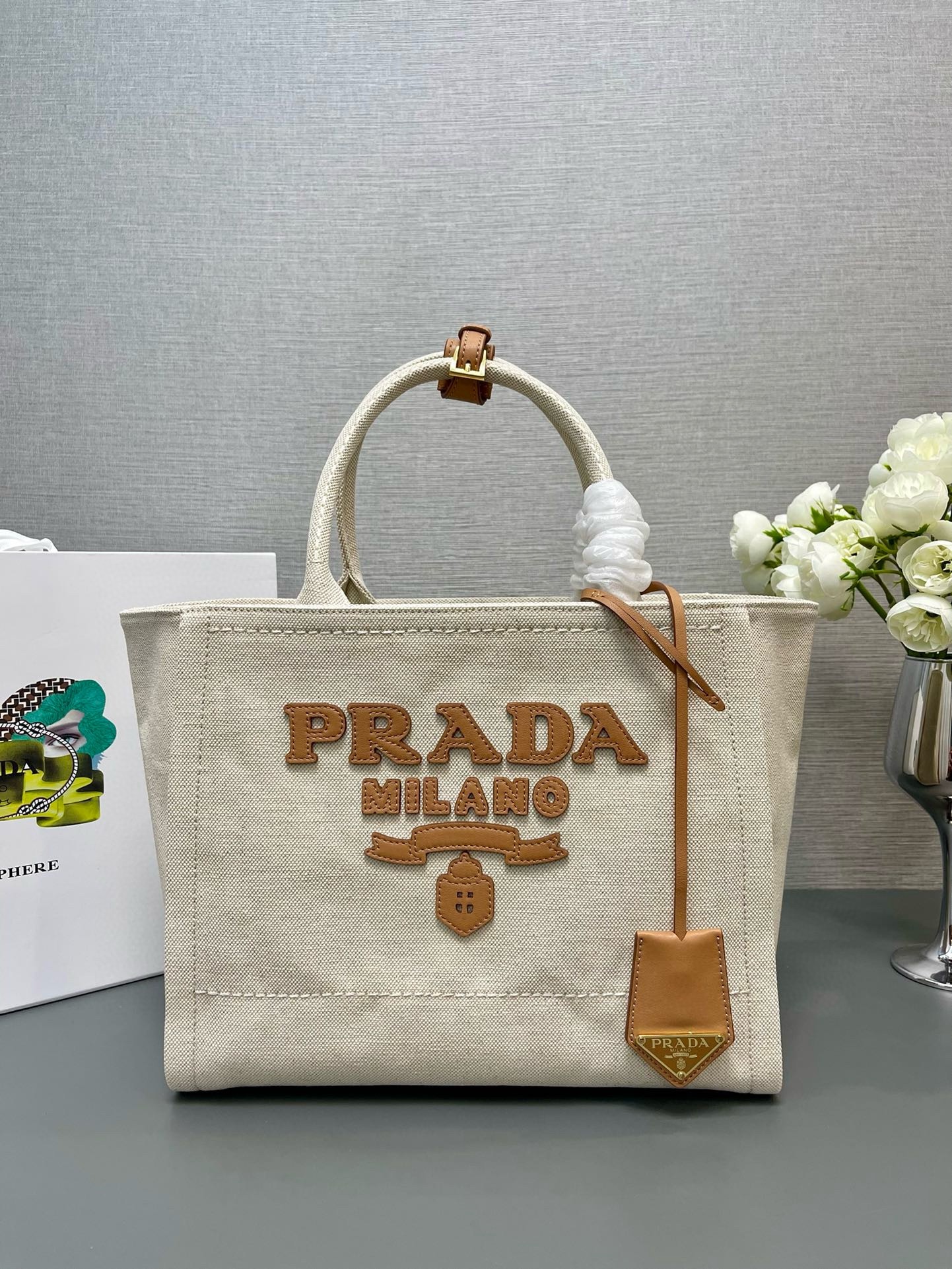 Prada Medium Blend Tote Bag in Linen