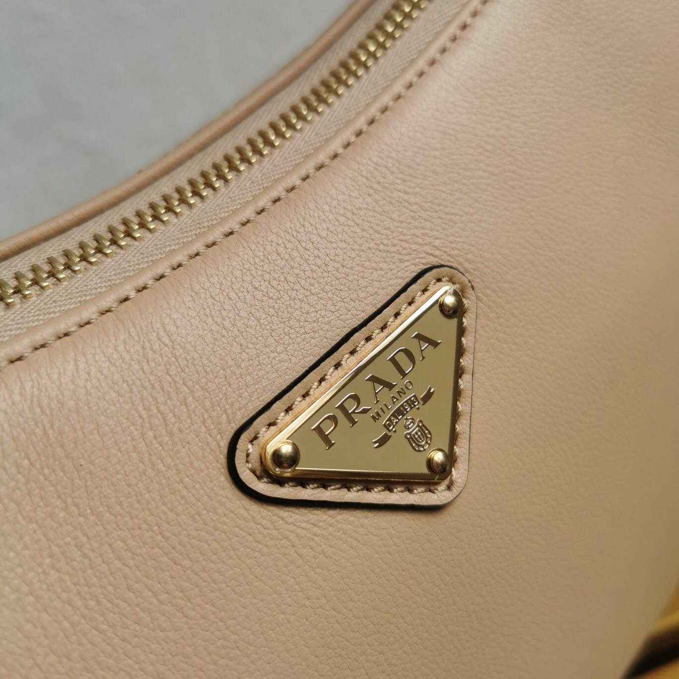 Prada Aimee Large Shoulder Bag in Travertine Leather