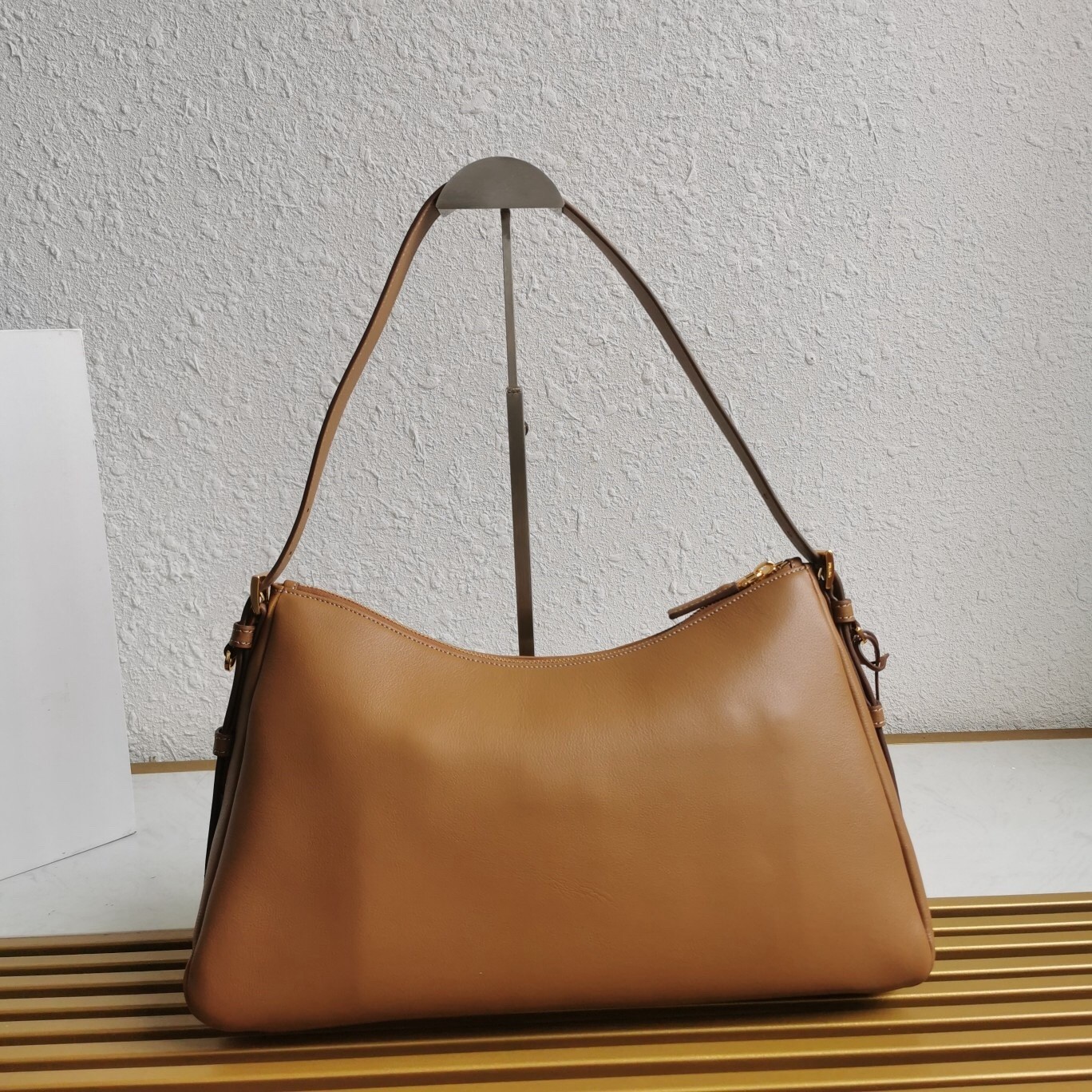 Prada Aimee Large Shoulder Bag in Brown Leather