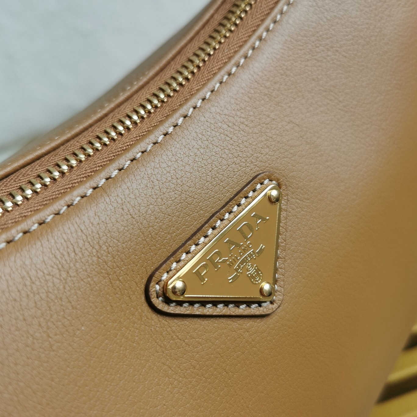 Prada Aimee Large Shoulder Bag in Brown Leather