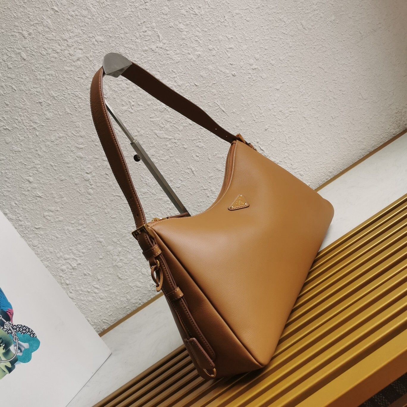 Prada Aimee Large Shoulder Bag in Brown Leather