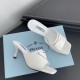 Prada Mid-heeled Slides In White Brushed Leather