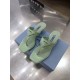 Prada High-heeled Thong Sandals In Aqua Brushed Leather