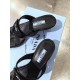 Prada High-heeled Thong Sandals In Black Brushed Leather