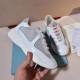 Prada White Leather And Fabric Sneakers