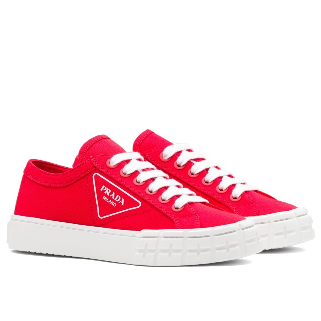 Prada Red Gabardine Fabric Sneakers