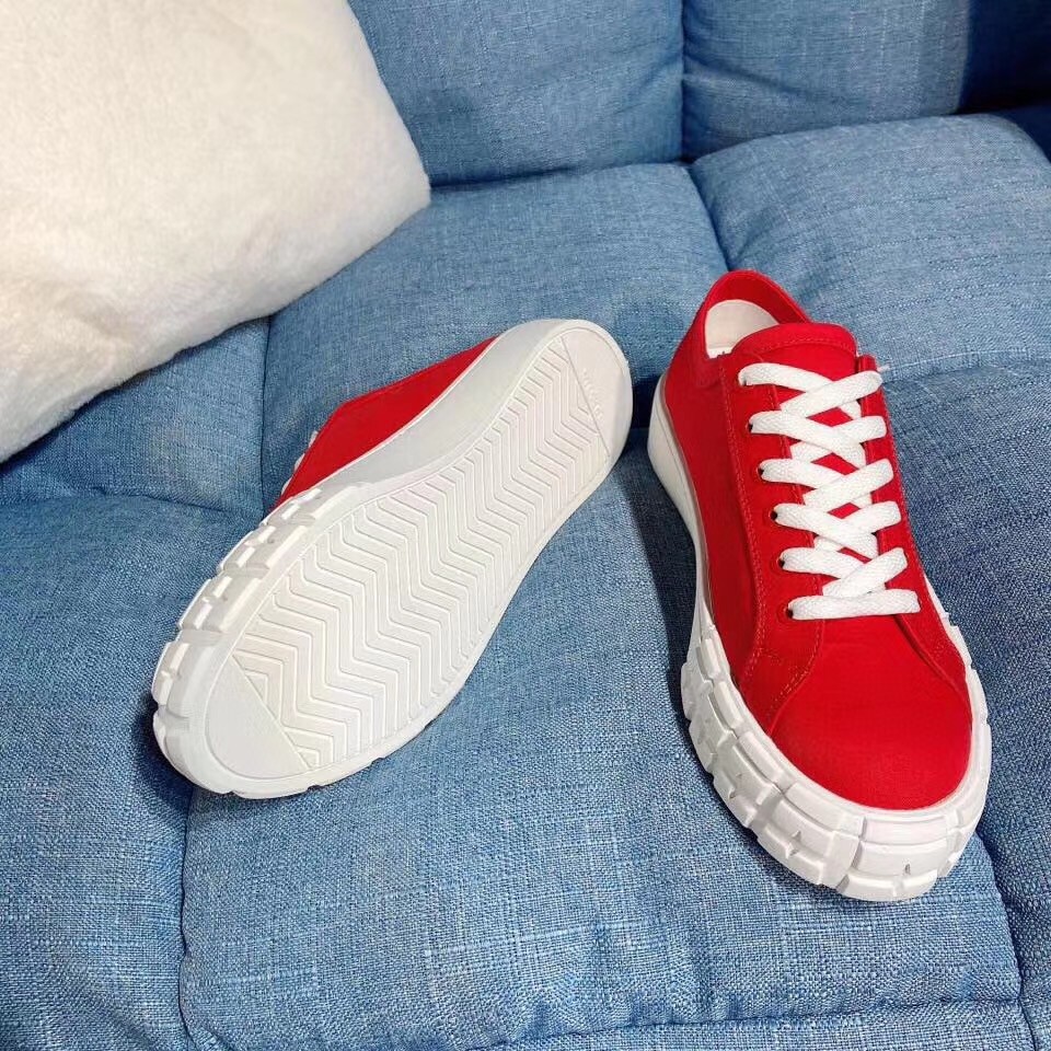 Prada Red Gabardine Fabric Sneakers