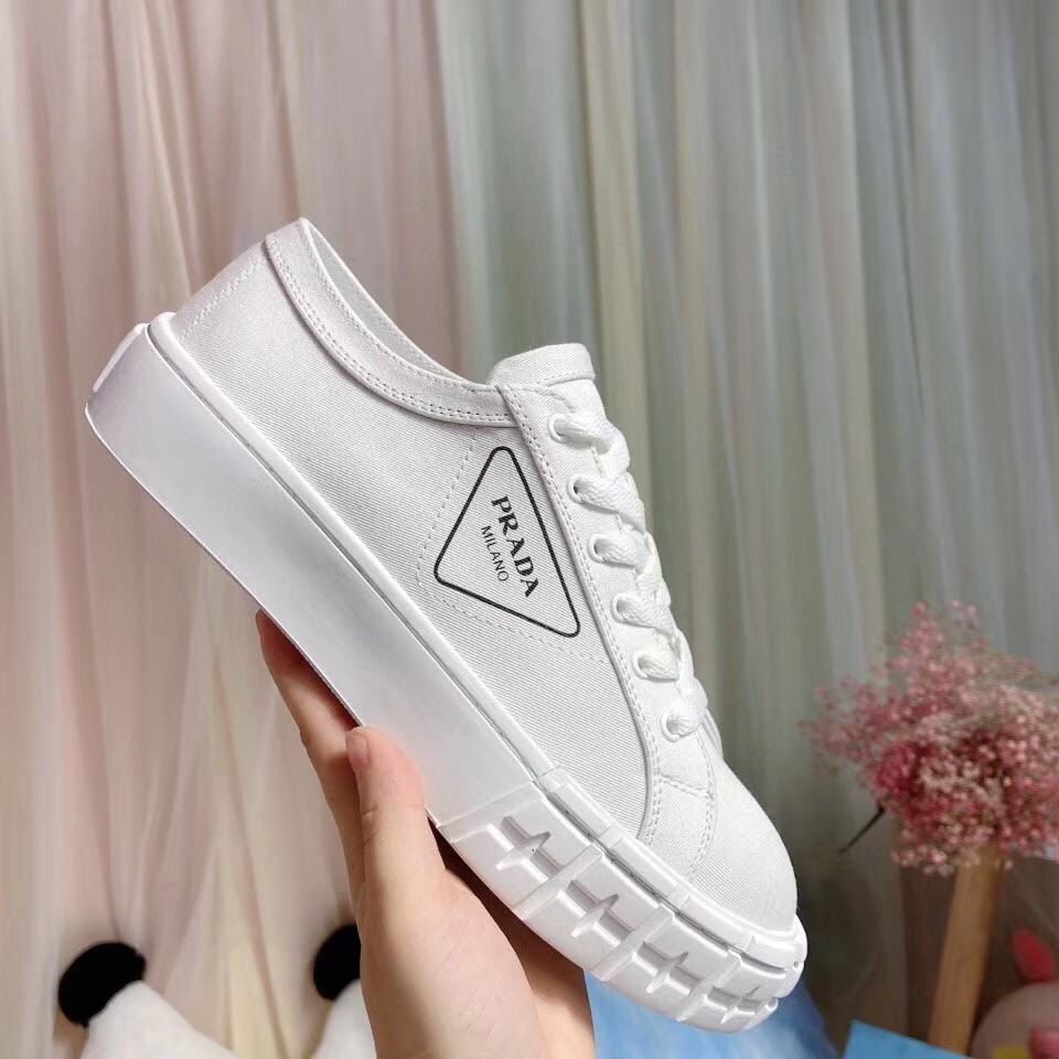 Prada White Gabardine Fabric Sneakers