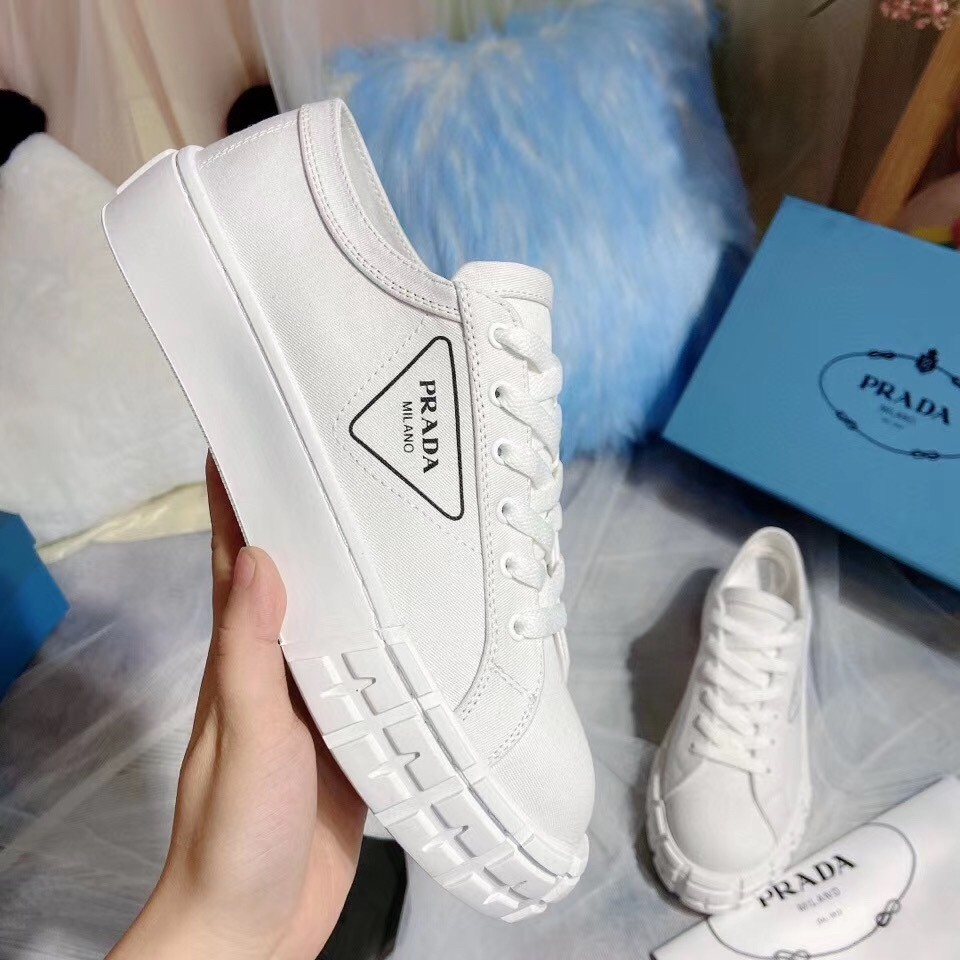 Prada White Gabardine Fabric Sneakers