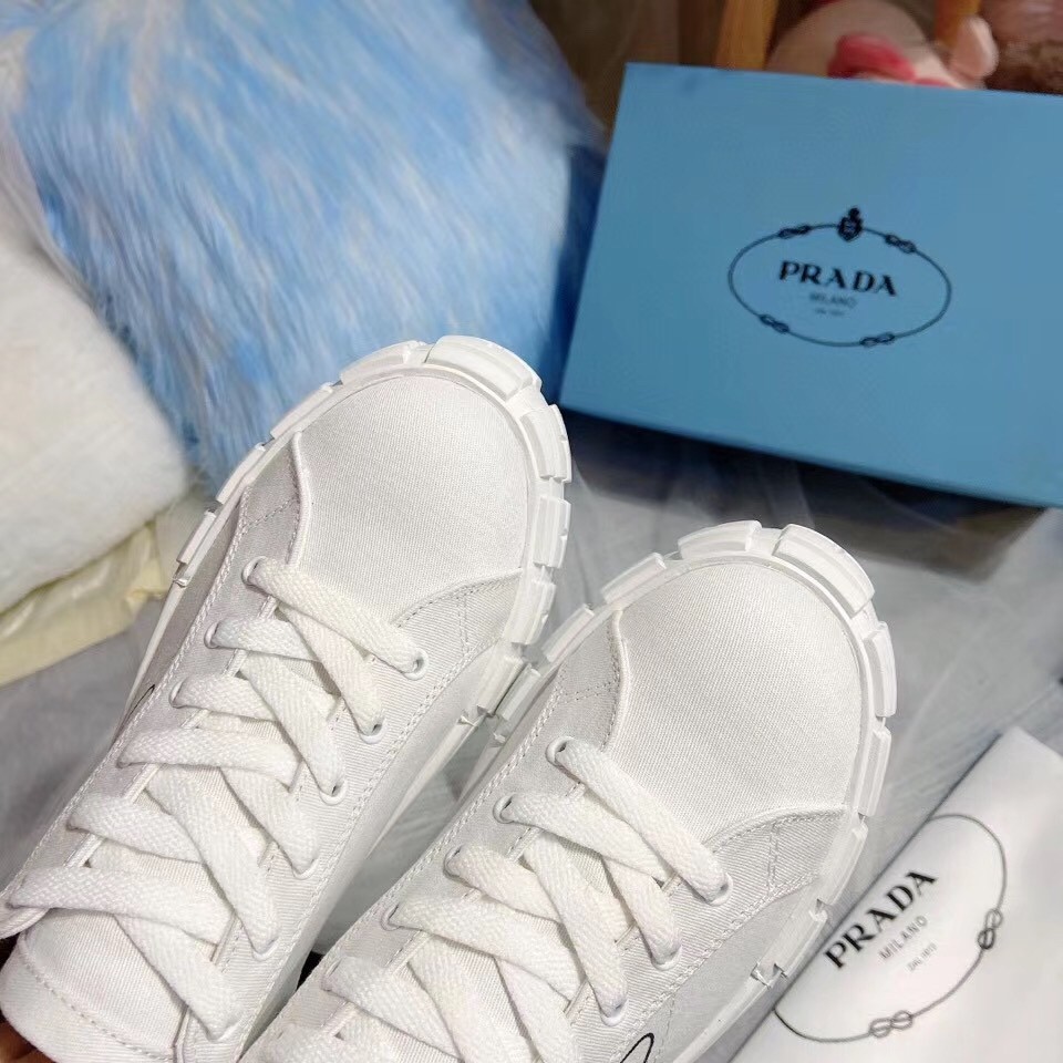 Prada White Gabardine Fabric Sneakers